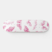 Skateboard Girly Pink White Butterflies Watercolor Pattern (Horz)