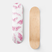 Skateboard Girly Pink White Butterflies Watercolor Pattern (Recto)