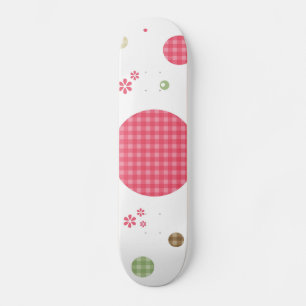 Skateboard Girly Rose En vichy Cercles Motifs mignonnes margu
