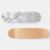 Skateboard Glamorous Silver White Glitter Marble Gradient (Horz)