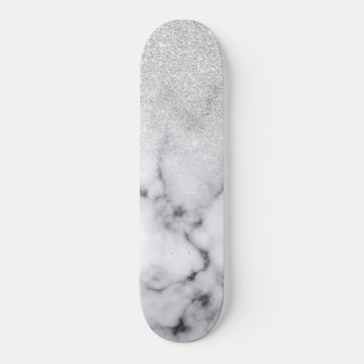 Skateboard Glamorous Silver White Glitter Marble Gradient (Recto)