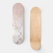 Skateboard Glamour Rose or Parties scintillant blanche Marbre (Recto)