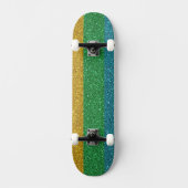 Skateboard Glittery Look Gold Green and Blue Sparkle Unisex (Recto)