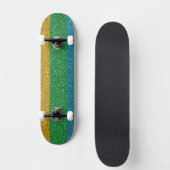 Skateboard Glittery Look Gold Green and Blue Sparkle Unisex (Recto)