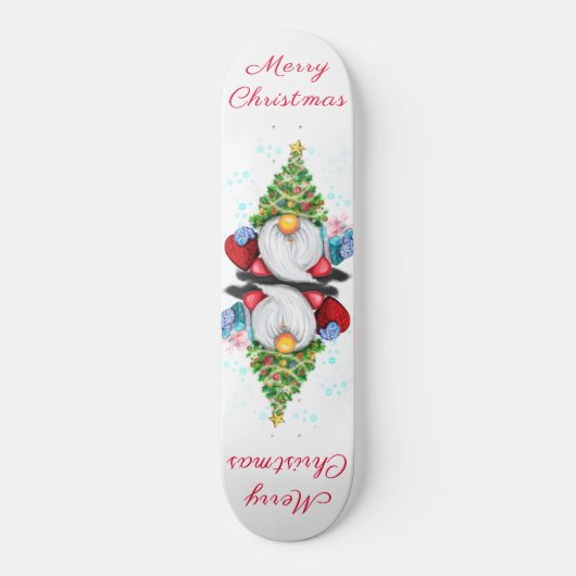 Skateboard Gnome mignonne avec arbre de Noël Casquette et cad (Recto)