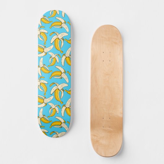 Skateboard Go Bananas Bleu et Fruit Banane Jaune Motif (Recto)