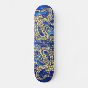 Skateboard Gold Dragon Blue Satin Lush Skboard