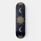 Skateboard Gold Moon Sun Mandala Blue Night Sky Motif (Recto)