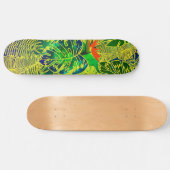 Skateboard Gold Tropical Jungle Vert Feuille Aquarelle (Horz)