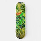 Skateboard Gold Tropical Jungle Vert Feuille Aquarelle (Recto)