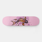 Skateboard Golden Koi Carp and Pink Blossoms (Horz)