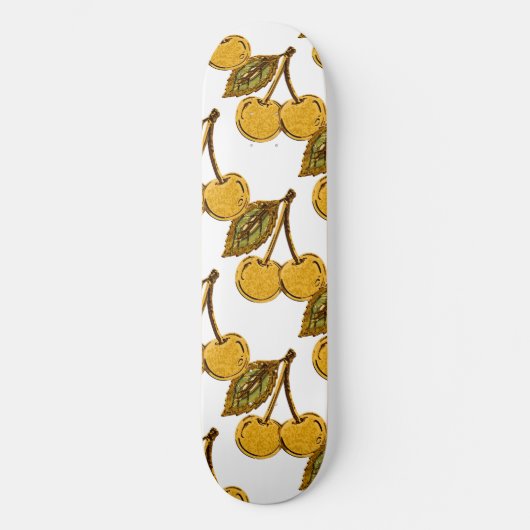 Skateboard Golden Metallic Cherries Pattern (Recto)