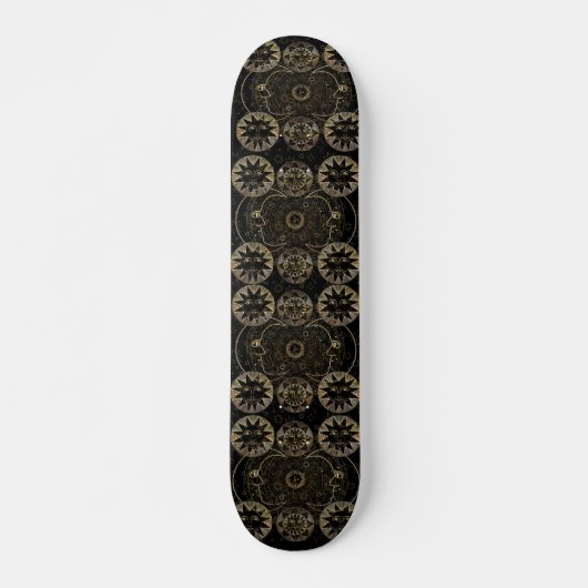 Skateboard Golden Sun Moon Stars Art d'astronomie céleste (Devant)