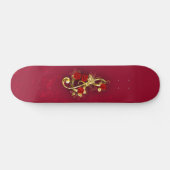 Skateboard Golden Treble Clef avec fleurs Roses (Horz)