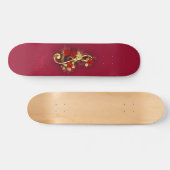 Skateboard Golden Treble Clef avec fleurs Roses (Horz)