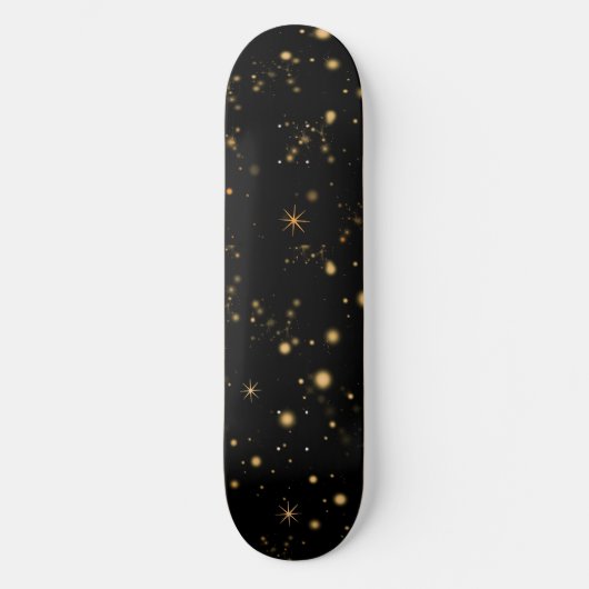 Skateboard Golden Yellow Stars Black Night Sky (Recto)
