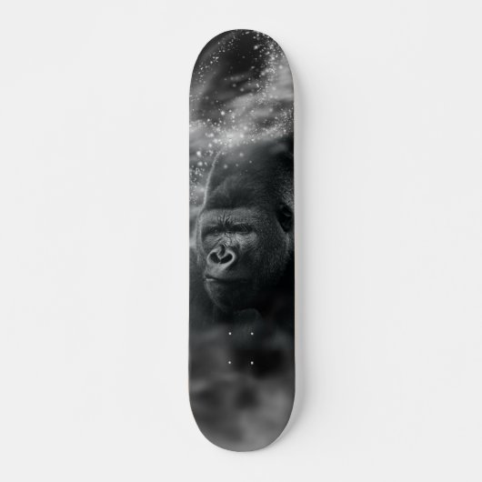 Skateboard Gorilla Deep dans la pensée Noir Blanc brouillard (Devant)