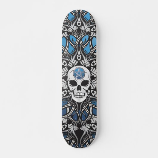 Skateboard Goth Skull - Bleu (Devant)