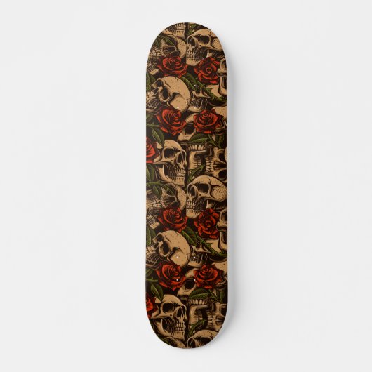Skateboard Goth Skull et Rose Graffiti motif (Devant)