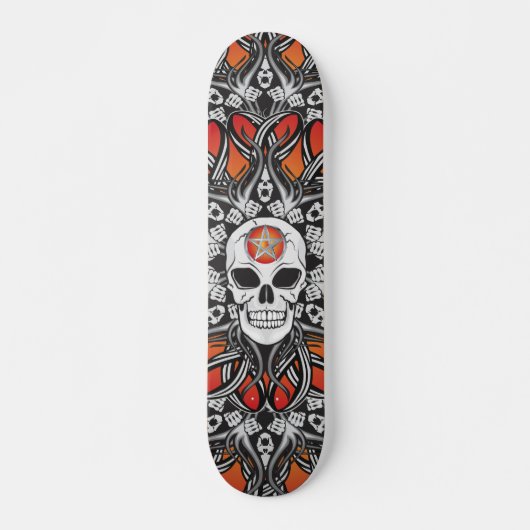 Skateboard Goth Skull - Patinage orange (Devant)