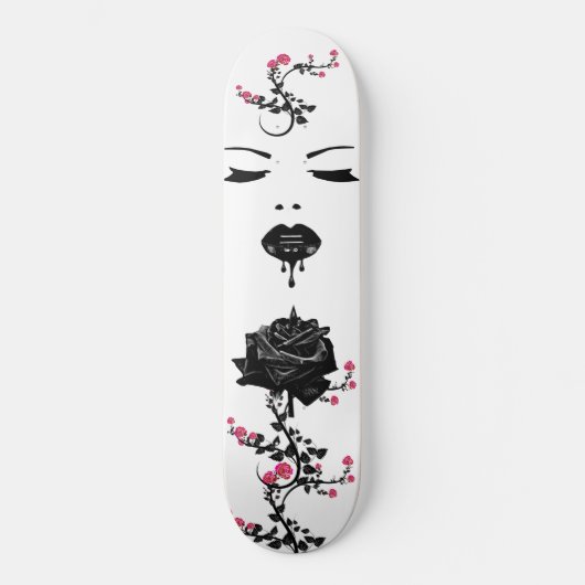 Skateboard Goth Visage noir Rose lèvres aspirant l'art liquid (Recto)