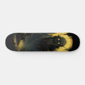 Skateboard Gothic Horror Cityscape Black Gold 7-Ply (Horz)