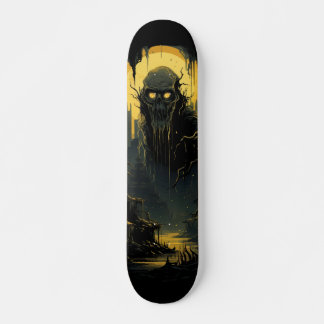 Skateboard Gothic Horror Cityscape Black Gold 7-Ply
