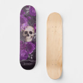 Skateboard Gothique Crâne foncé violet Roses Personnalisé (Recto)