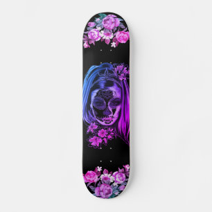 Skateboard Gothique Crâne rose violet filles Cool Art