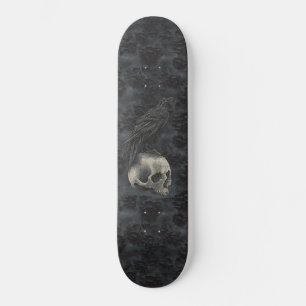 Skateboard Gothique Edgar Poe Crow Crâne foncé