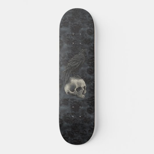 Skateboard Gothique Edgar Poe Crow Crâne foncé (Recto)