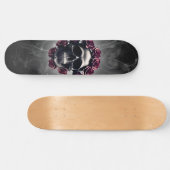 Skateboard Gothique Horreur crâne foncé et Rose (Horz)
