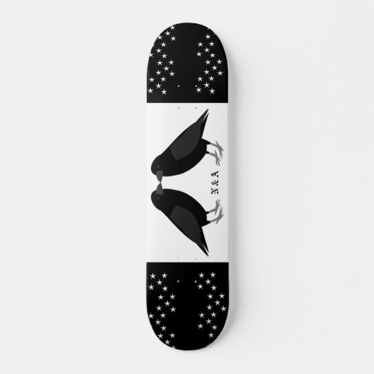 Skateboard Gothique Mariage Kissing Ravens Personnalisé Monog (Devant)
