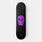 Skateboard Gothique Tête de crâne Néon violet Cool noir (Recto)
