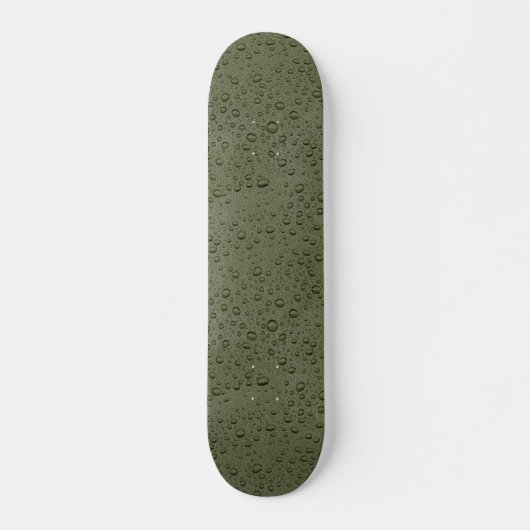 Skateboard gouttelettes d'eau verte d'olive (Devant)