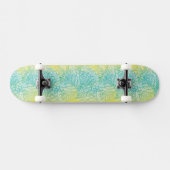 Skateboard Gradient jaune et bleu vintage floral (Horz)