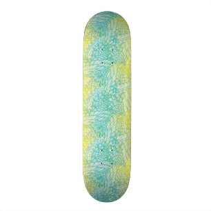 Skateboard Gradient jaune et bleu vintage floral