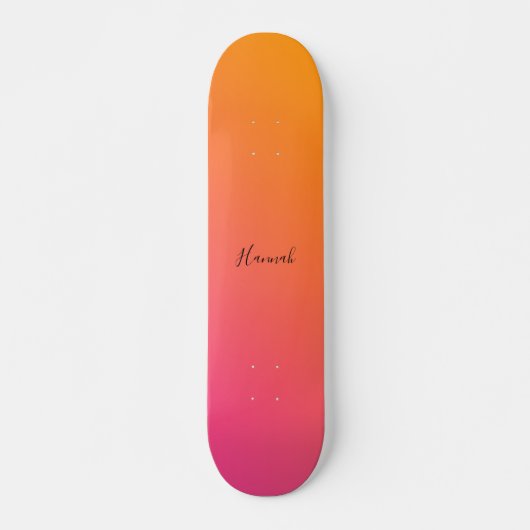 Skateboard Gradient rose orange personnalisé (Devant)