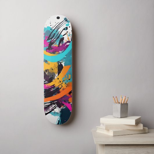 Skateboard Graffiti Abstrait Coloré (Art mural)