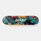 Skateboard Graffiti Abstrait Vibrant - Devise Vivre pour Roul (Horz)
