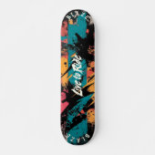 Skateboard Graffiti Abstrait Vibrant - Devise Vivre pour Roul (Devant)