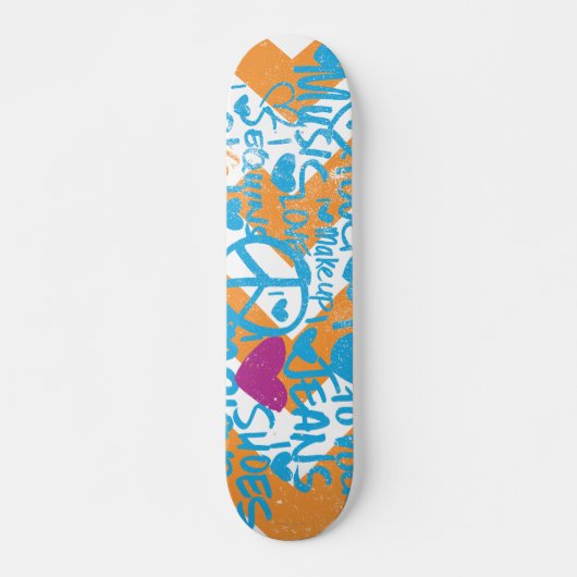Skateboard Graffiti Aqua-Pourpre (Devant)