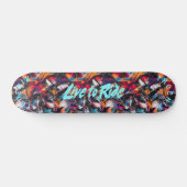 Skateboard Graffiti avec la devise "Live to Ride" bleu électr (Horz)