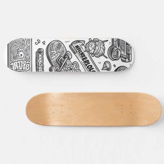 Skateboard Graffiti blanc et noir 1 (Horz)