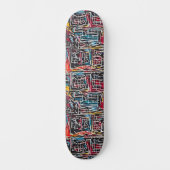 Skateboard Graffiti bleu rouge jaune Patinage (Recto)