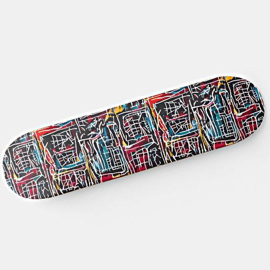 Skateboard Graffiti bleu rouge jaune Patinage