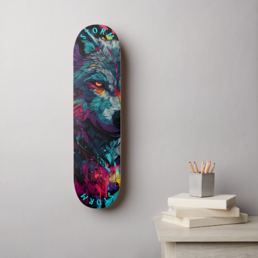 Skateboard Graffiti de rue Loup Féroce – Édition Limitée (Art mural)
