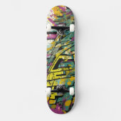 Skateboard Graffiti en magenta et jaune (Recto)