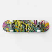 Skateboard Graffiti en magenta et jaune (Horz)