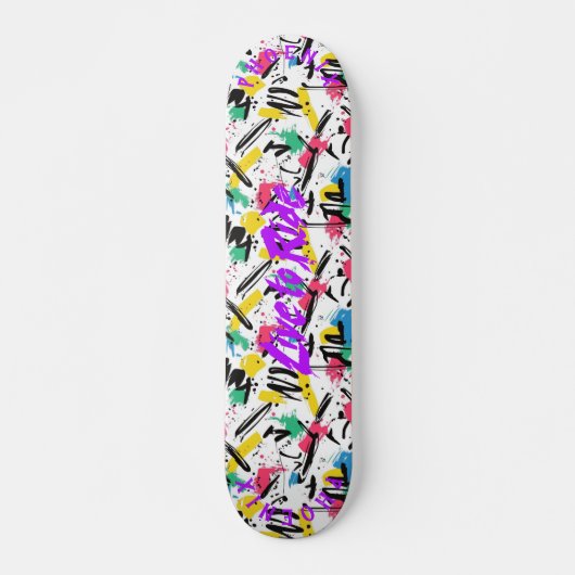 Skateboard Graffiti en néon avec la devise "Live to Ride" vio (Devant)